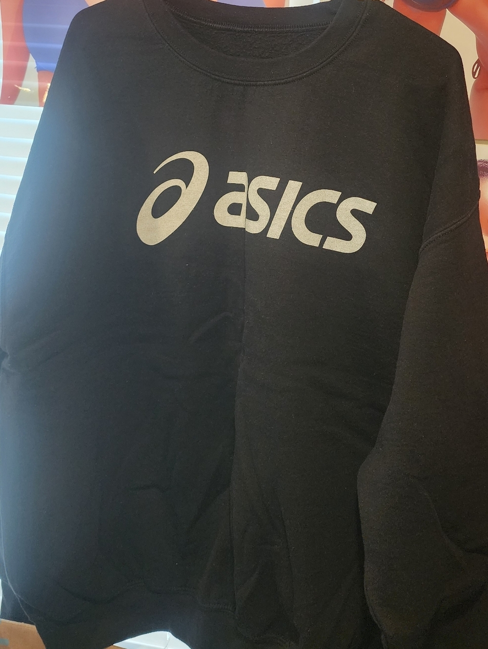 ASICS Black Crewneck Sweatshirt with White Logo